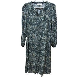 Loft green/blue floral shirtdress, maxi, cottagecore, autumn, prairie. Sz 2P